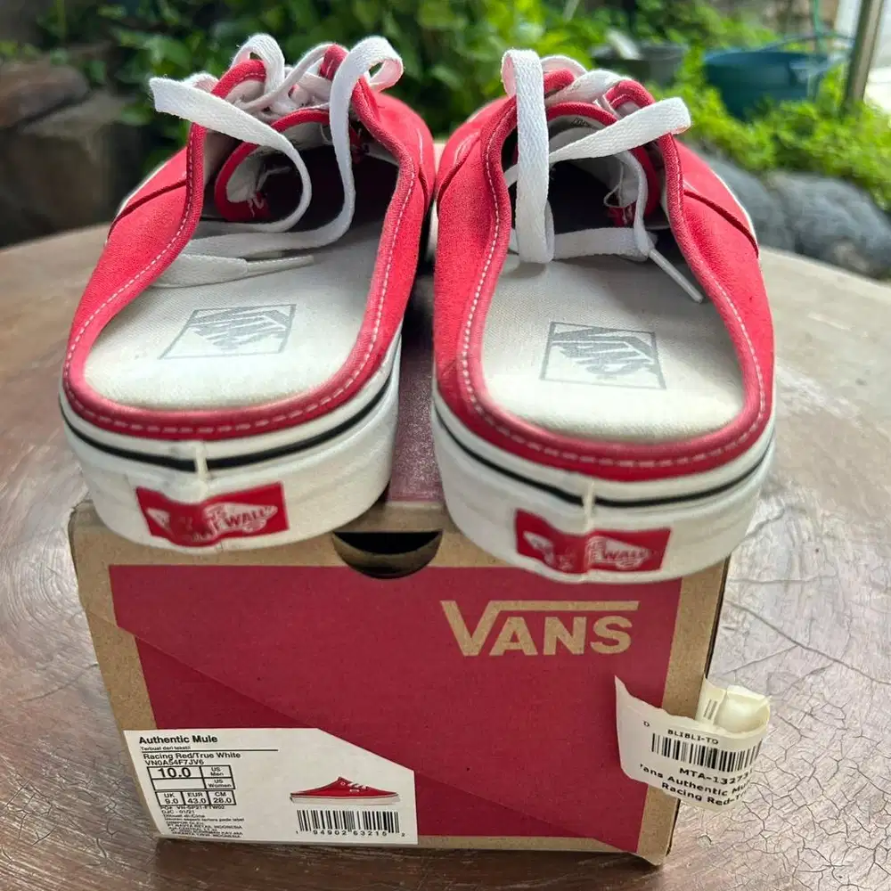 Sepatu Vans Authentic Mule Racing Red True White Size 43 / 28cm
