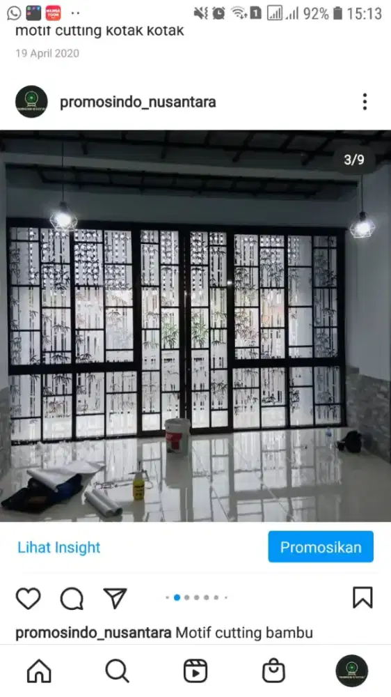 Pasang stiker sanblas motif cutting kaca tampak seperti asli kaca