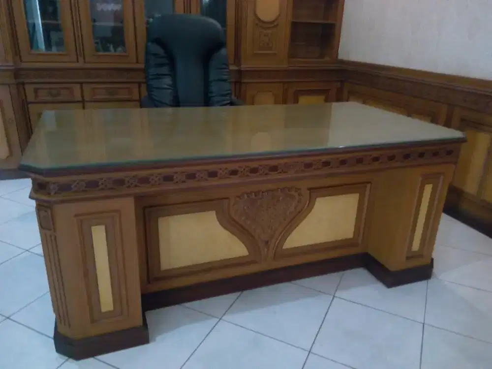 Meja kantor jati + kursi