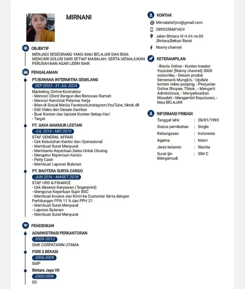 Cari pekerjaan staff admin dan marketing Kontraktor online