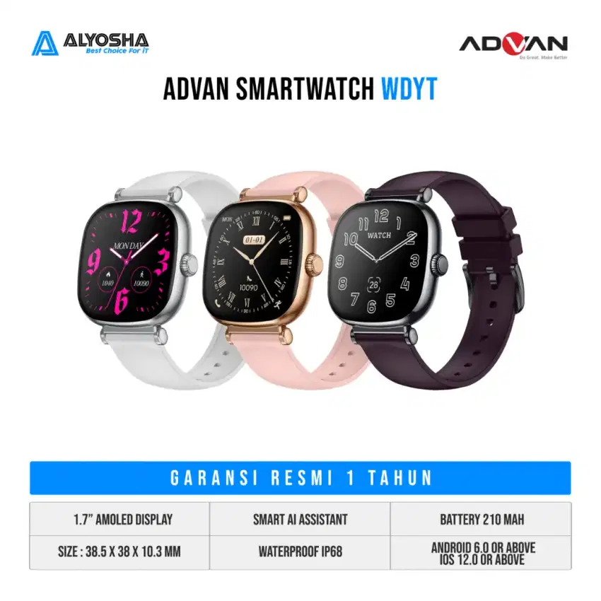 ADVAN WDYT 1.7” SUPER AMOLED SMART AI ASSISTANT BLUETOOTH CALL IP68