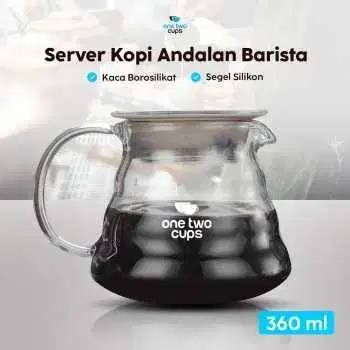 One Two Cups Coffee Server V60 Drip Pour Over Borosilicate Glass 360ml