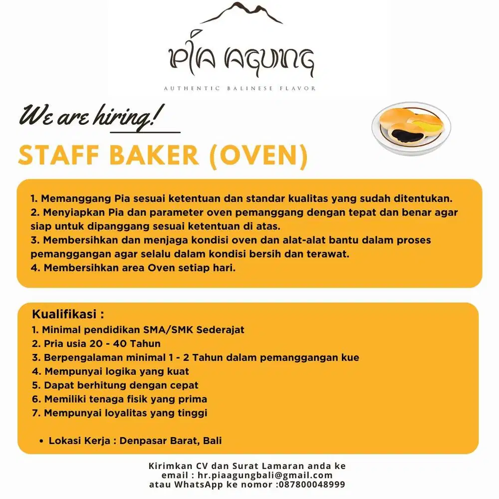WE’RE HIRING! Staff Oven (Baker)