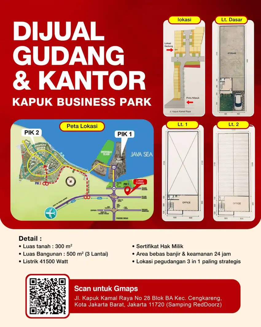 DIJUAL! Gudang dan Kantor Siap Huni di Kapuk Business Park