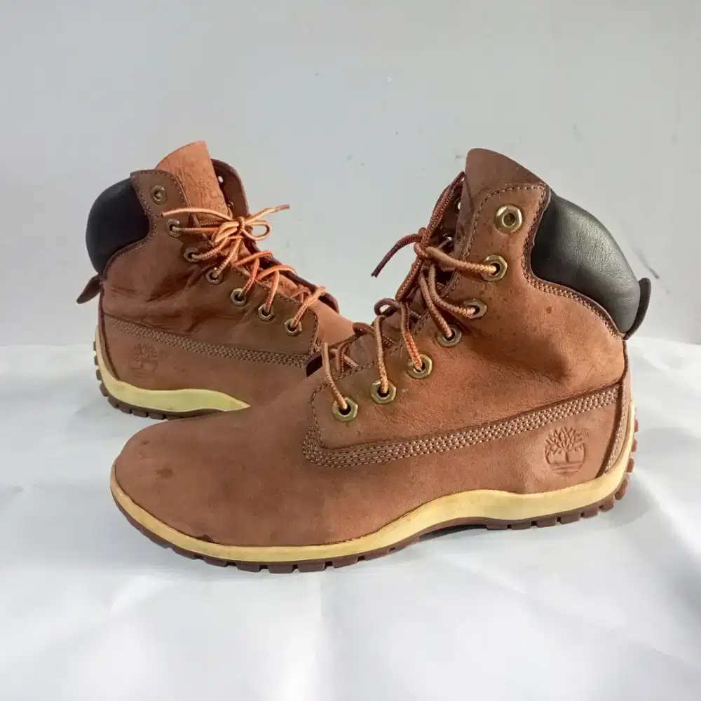 Sepatu Timberland Women Sz. 41 Leather Tan Boots 6in Casual Eksklusif