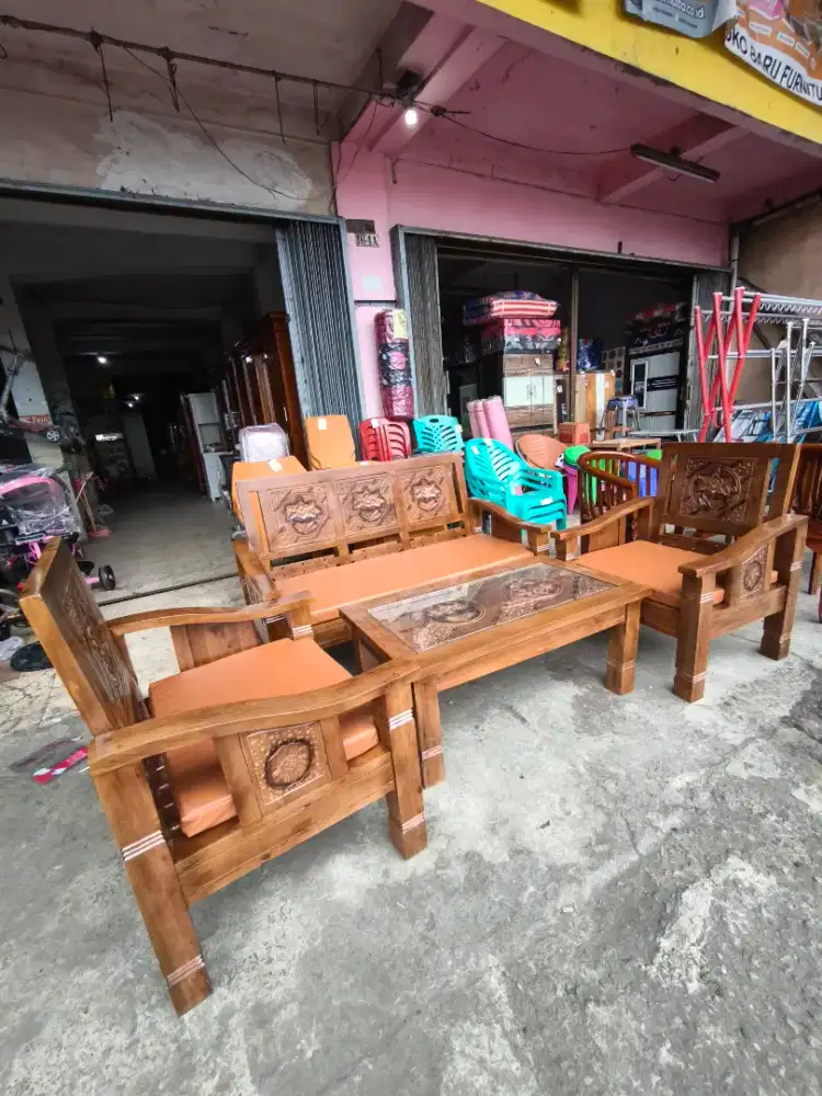 Sofa minimalis kayu jati flamboyan