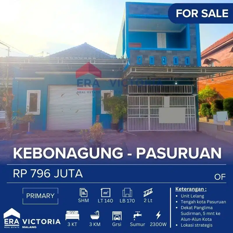 Unit lelang Tengah Kota Pasuruan Dekat Panglima Sudirman
