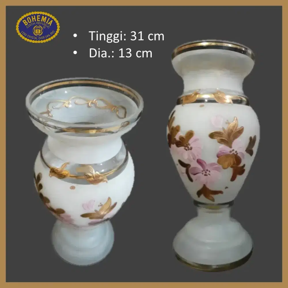 Barang Antik Kristal Bohemia Asli Vas Bunga Antik