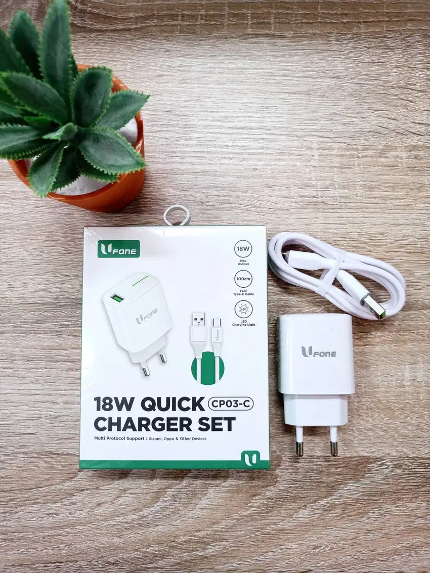 Ufone CP03C Charger Set Type C 18W Single Port USB 3A