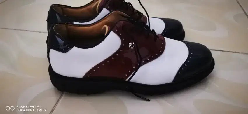 Sepatu golf footjoy 54522 K,men DJ prem 100 YRs/wht/nvy/red
