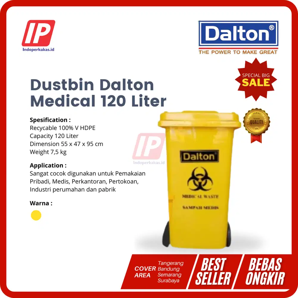 Tempat Sampah Dalton 120 Liter - Tipe Medical Wheelbin B3 Limbah Medis