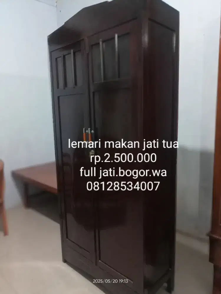 Lemari makan antik kayu jati tahun 1940 tua bekas bogor