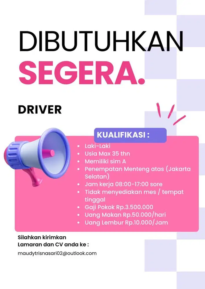 Lowongan driver pribadi