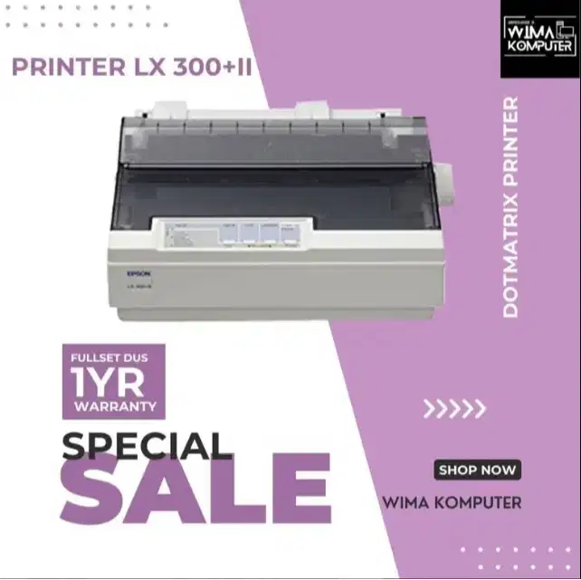 PRINTER Epson Dotmatrix LX-300+II Garansi 1 Tahun Fullset (M)