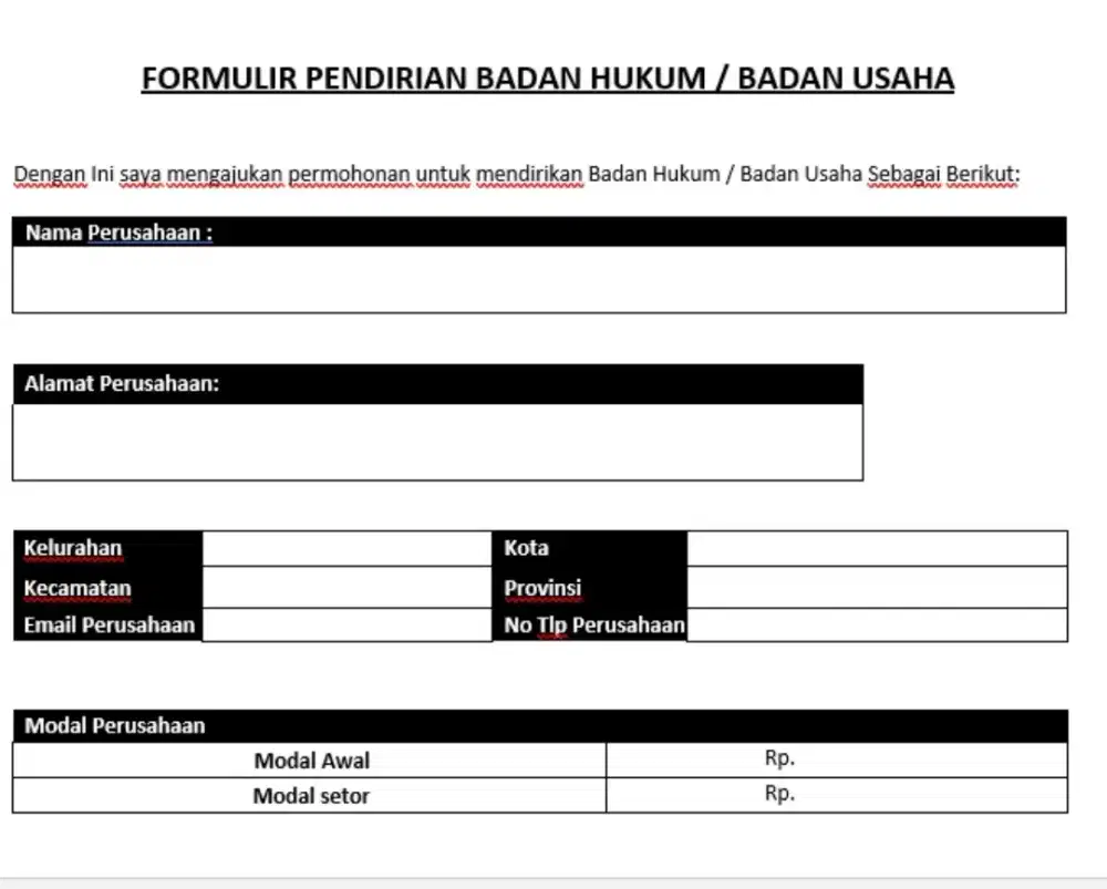 Buat PT/ Yayasan / Badan hukum & Perizinan Dasar, Kontrak & Sejenisnya