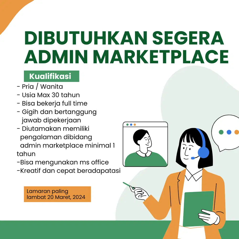 Dibutuhkan Admin  Online Shop Marketplace daerah Pantai indah kapuk