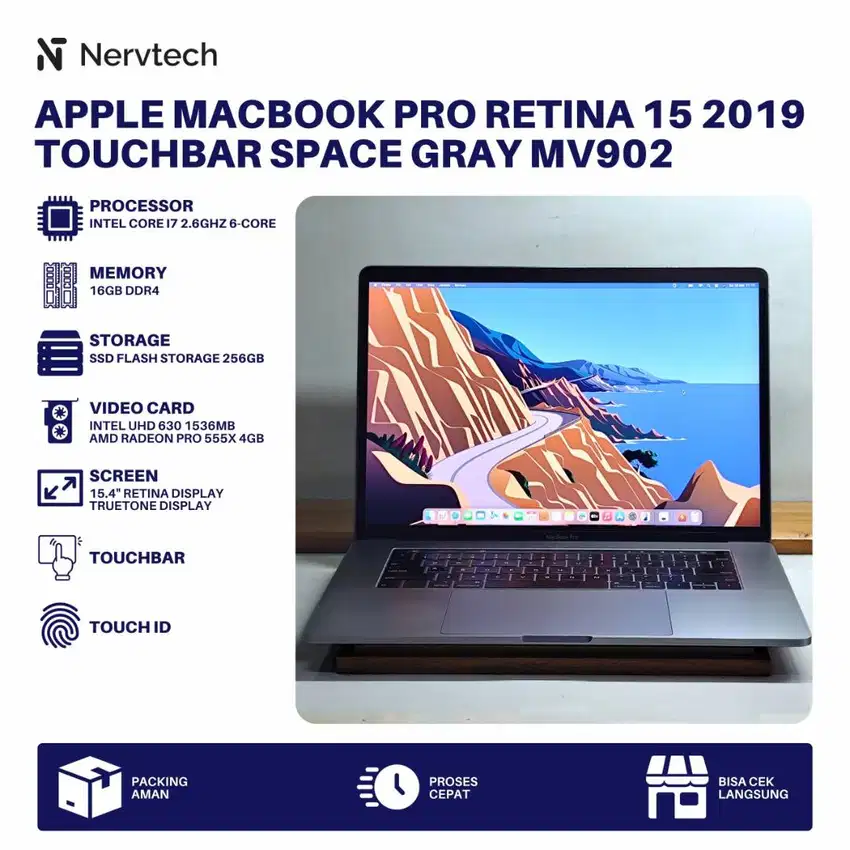 MacBook Pro Retina 15 2019 Touchbar Core i7 RX 555 4GB 16GB/256GB