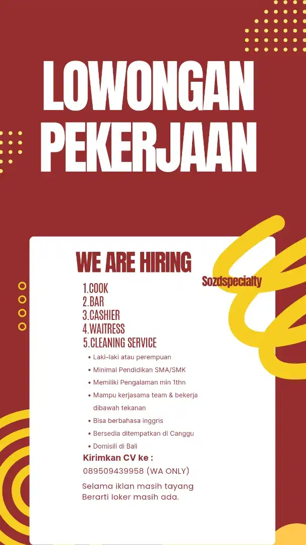 Dibutuhkan semua posisi