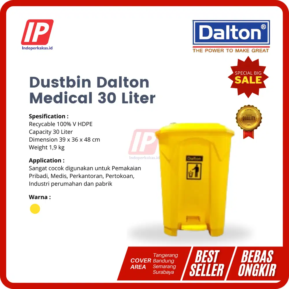 Tempat Sampah Dalton 30 Liter - Tipe Medical B3 Rumah Sakit Klinik