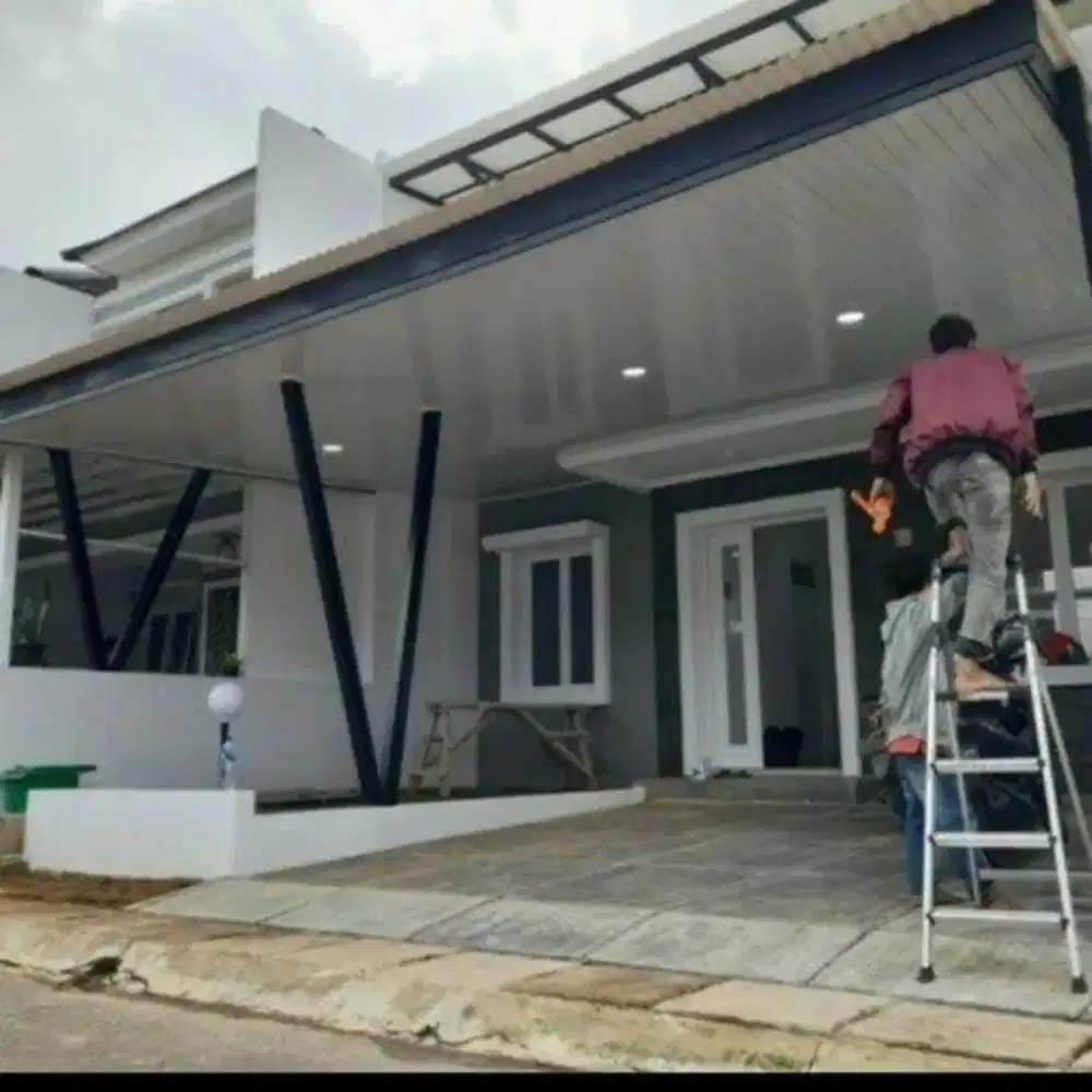 taman dan teras tampil cantik dan mewah dgn adanya kanopi minimalis