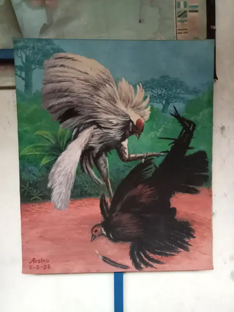 LUKISAN TANGAN AYAM TARUNG KOLEKSI PRIBADI