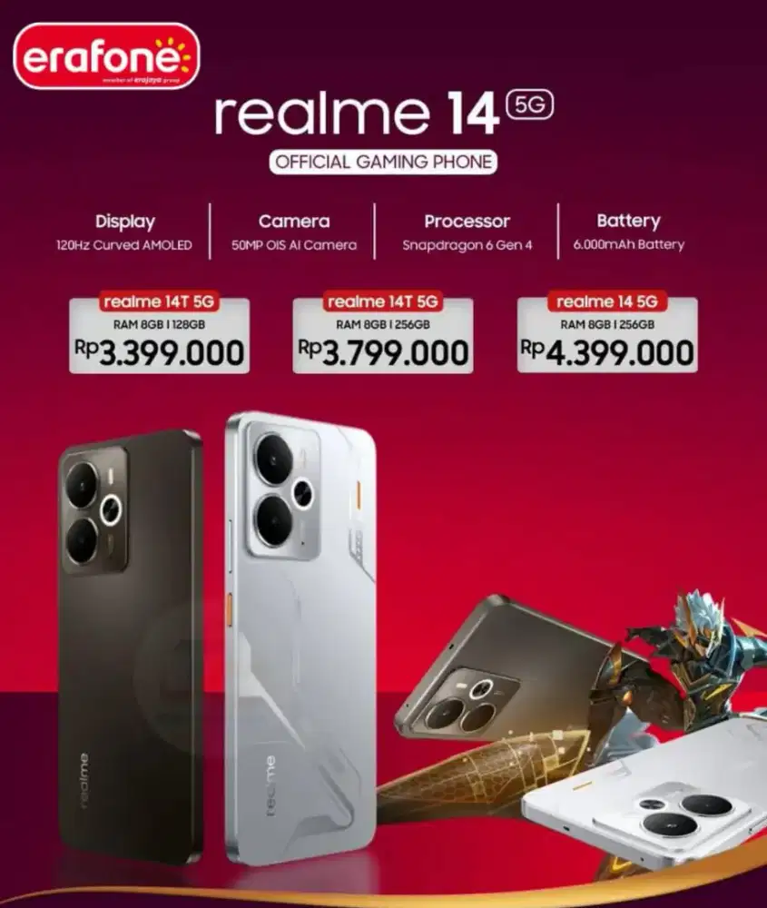 REALME 14 5G SERIES. HP GAMMING. BATERAI 6000.