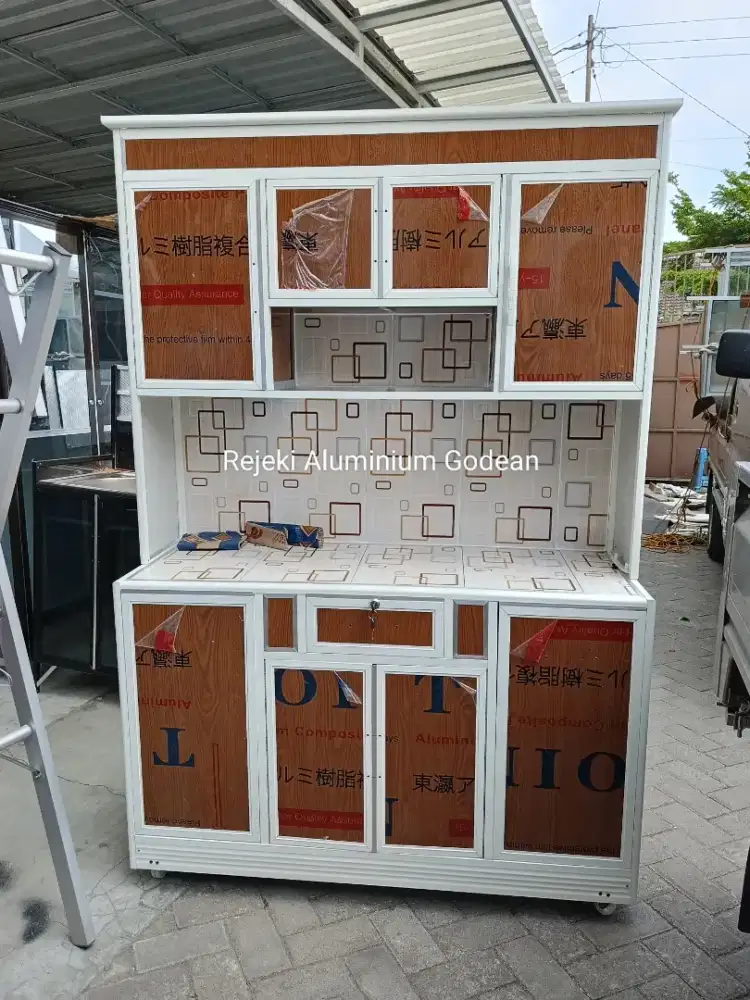 Rak piring bahan acp 4 pintu roda