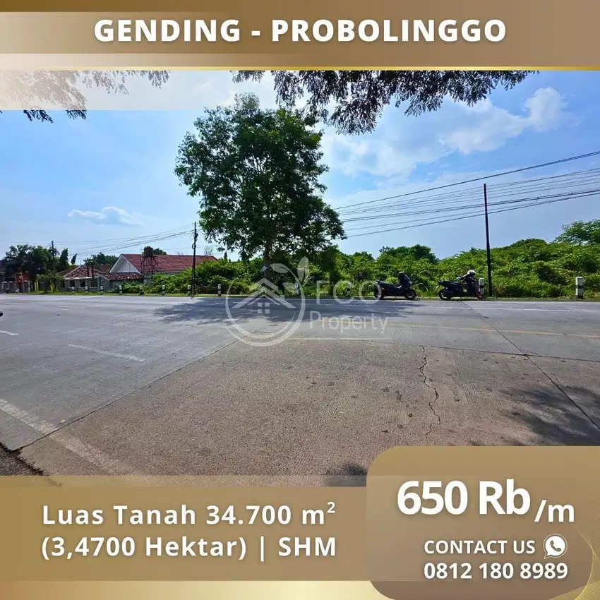 Lahan 3.4 Hektar Raya Gending Probolinggo Dekat Exit Tol