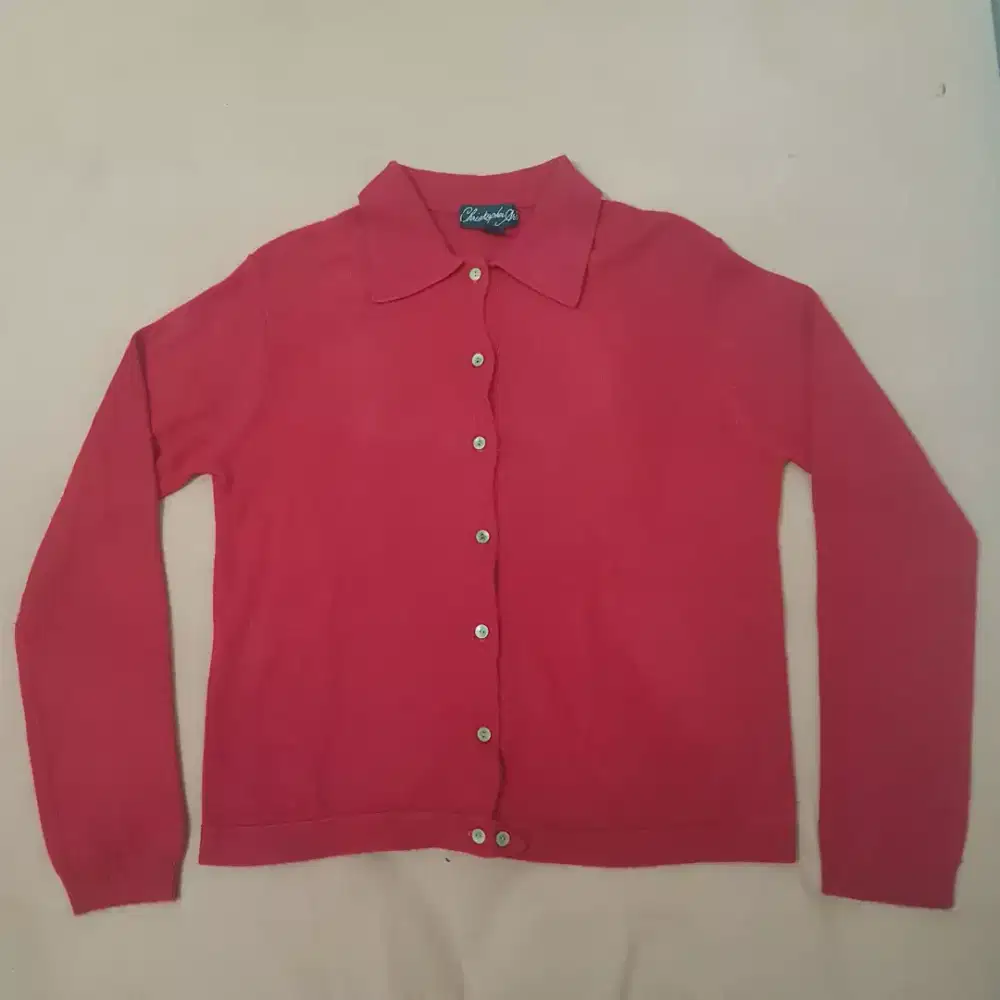 Atasan Wanita Cardigan Kemeja Merah Cewe Perempuan Cewek