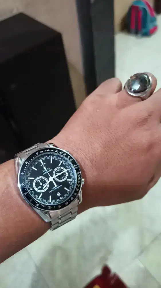 Jam tangan Cowok Rantai Omega Crono aktif semua lengkap dengan Box