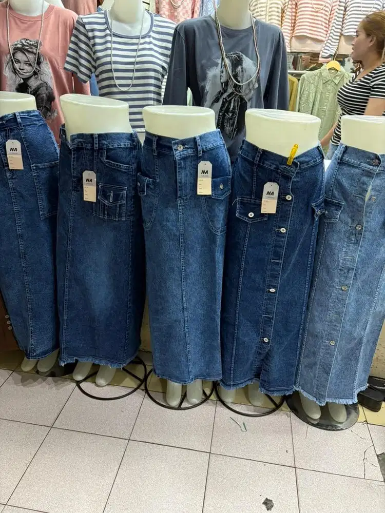 Rok jeans denim wanita premium