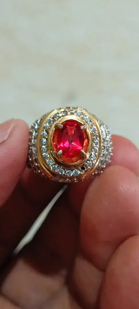 Natural Red Topas Memo GLI Ring Diraf mewah