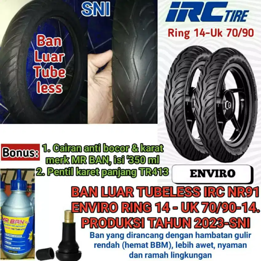 BAN LUAR TUBELESS IRC NR91 ENVIRO RING 14 - 70/90-14 - THN 2023-SNI