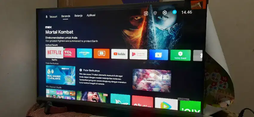Android Smart TV Merk TCL 32inchi masih gress
