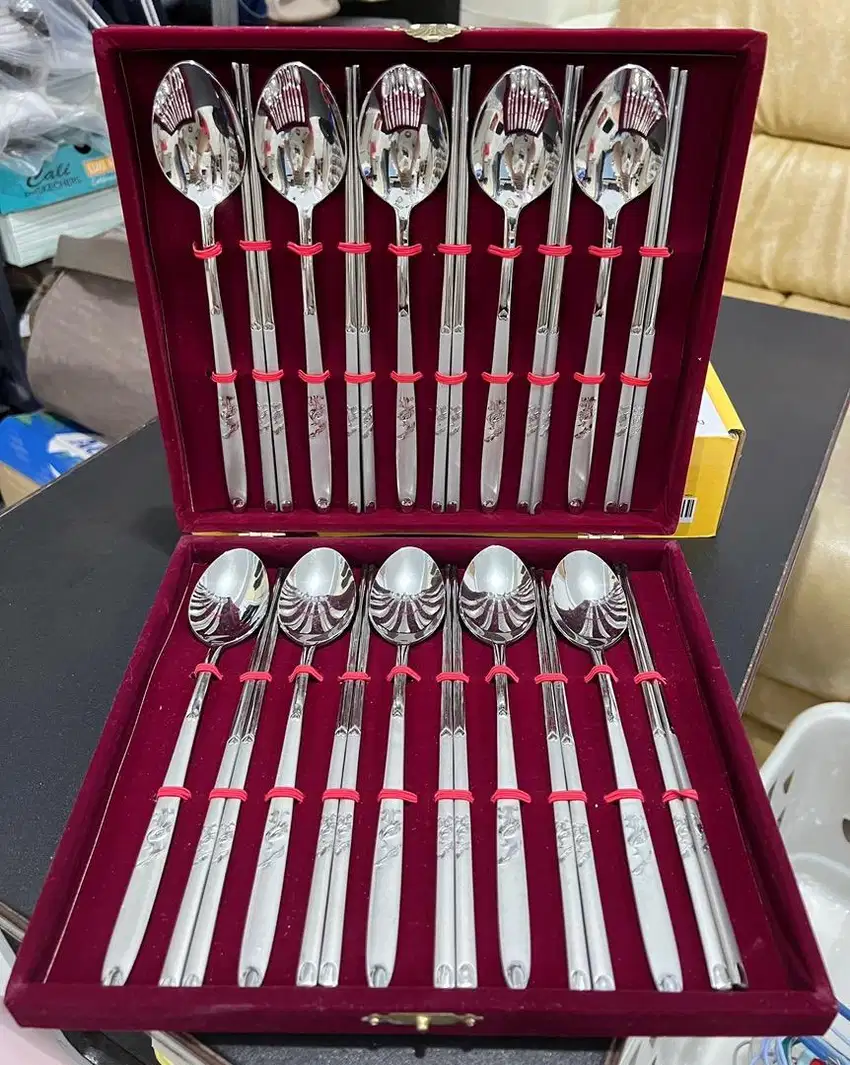 Korean Chopsticks & Soup Spoon Set 10 Kitchen Ware Stainless