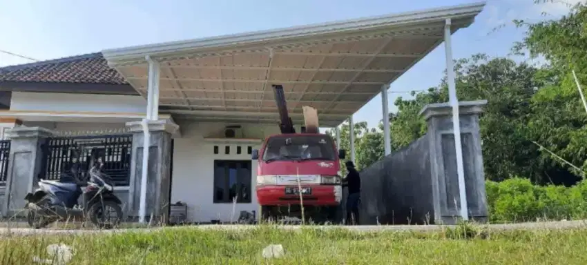 Kanopi atap alderon rangka besi
