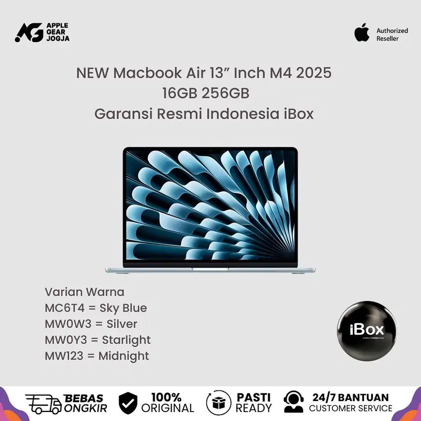 (iBox) Macbook Air M4 13” Inch 2025 16/256GB Garansi Resmi Indonesia