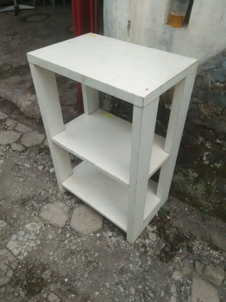 meja rak putih 3 tingkat