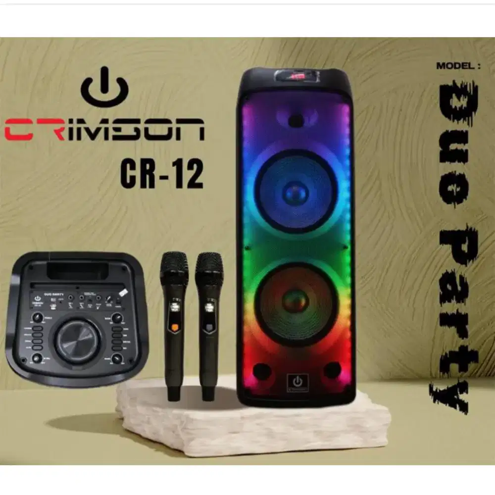 Speaker Portable Crimson CR-12 Duo Party Original free Mic Wireless