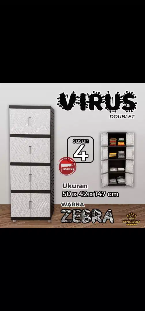Lemari plastik 4 susun VIRUS
