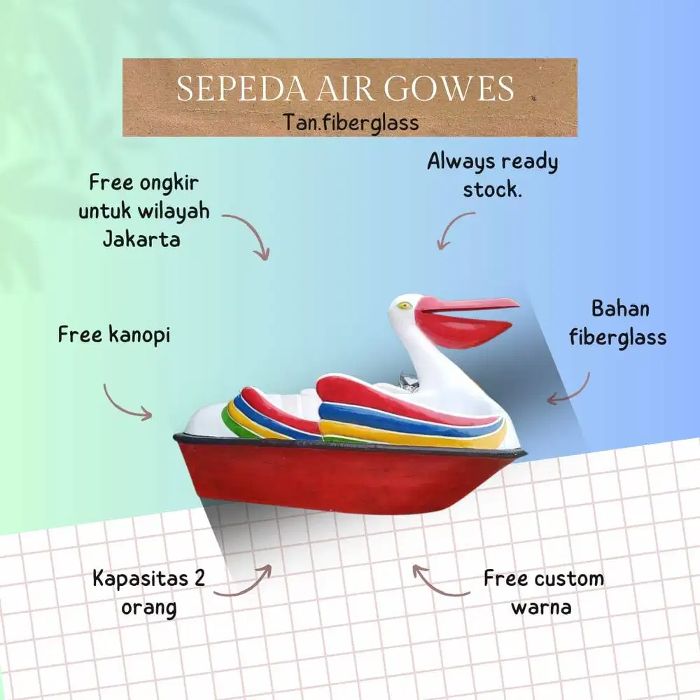 sepeda air gowes tipe pelikan sedang,sepeda air gowes fiberglass.