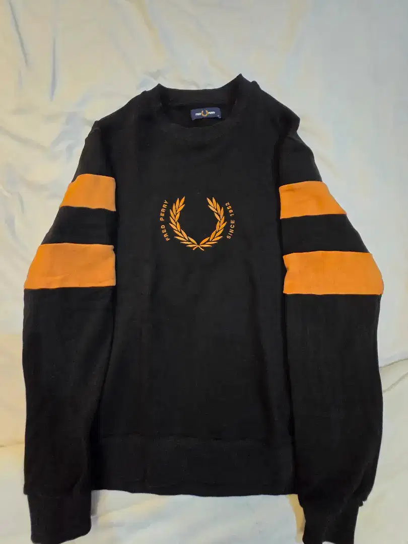 Sweater Fred Perry Colourblock Sweatshirt M Black Gold