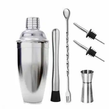 6in1 Bartender Cocktail Shaker Jigger Bar Spoon 750ml