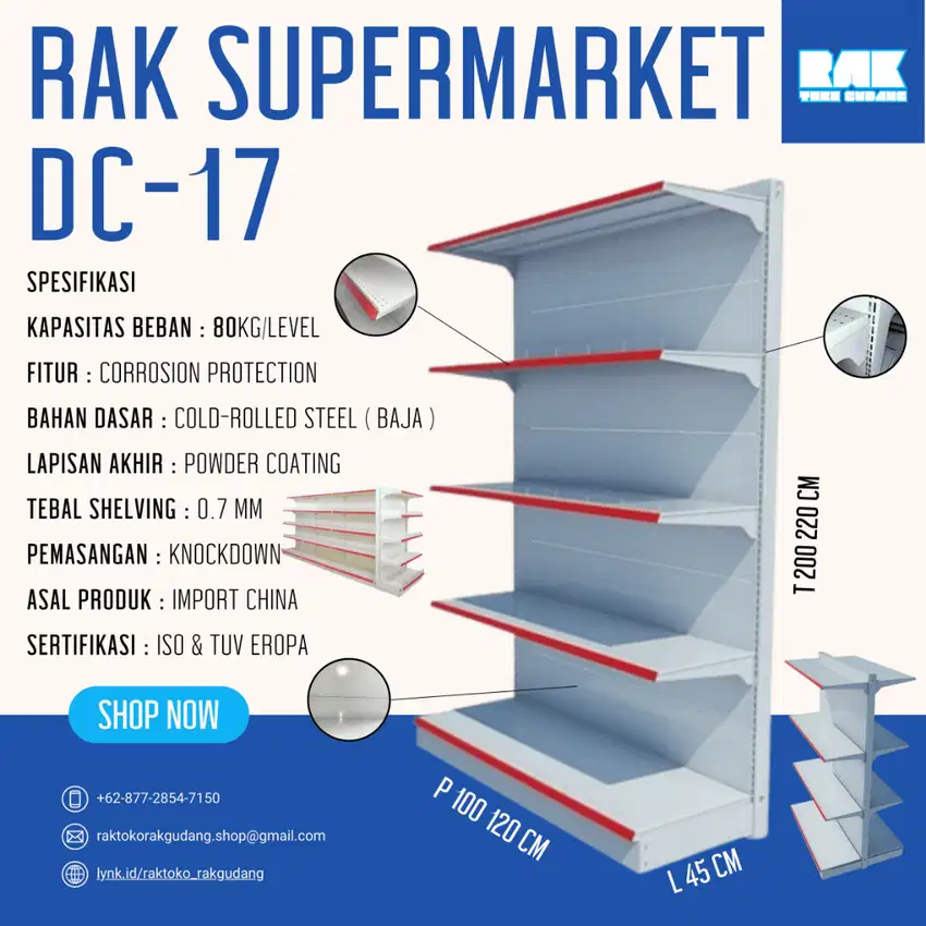 Rak Supermarket DC-17 Kapasitas 80Kg/Level