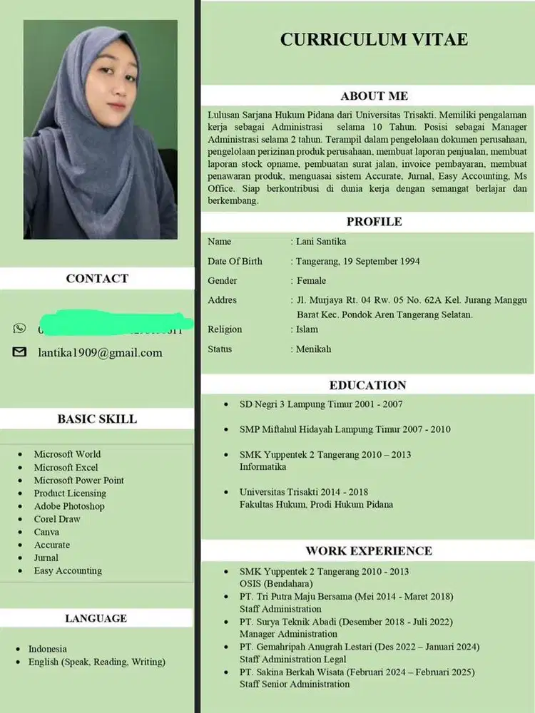 Mencari Pekerjaan bukan memberi pekerjaan, di bagian Admin