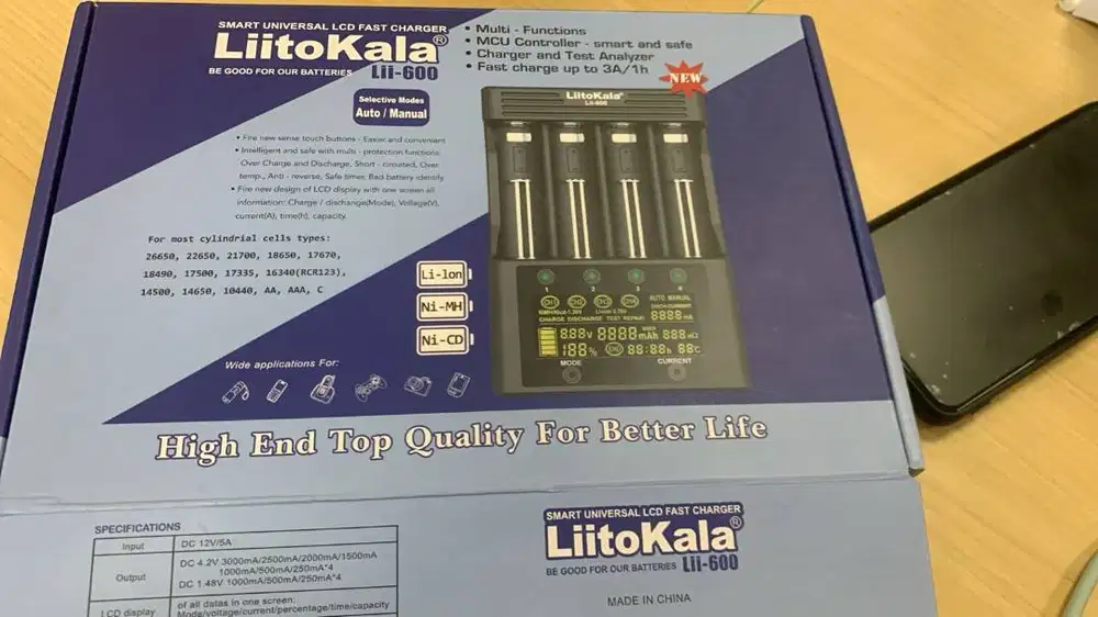 charger baterai liitokala li 600
