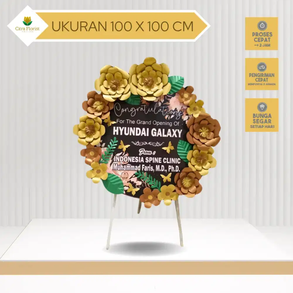 Bunga papan kertas bulat / Flower board untuk ucapan wedding / duka