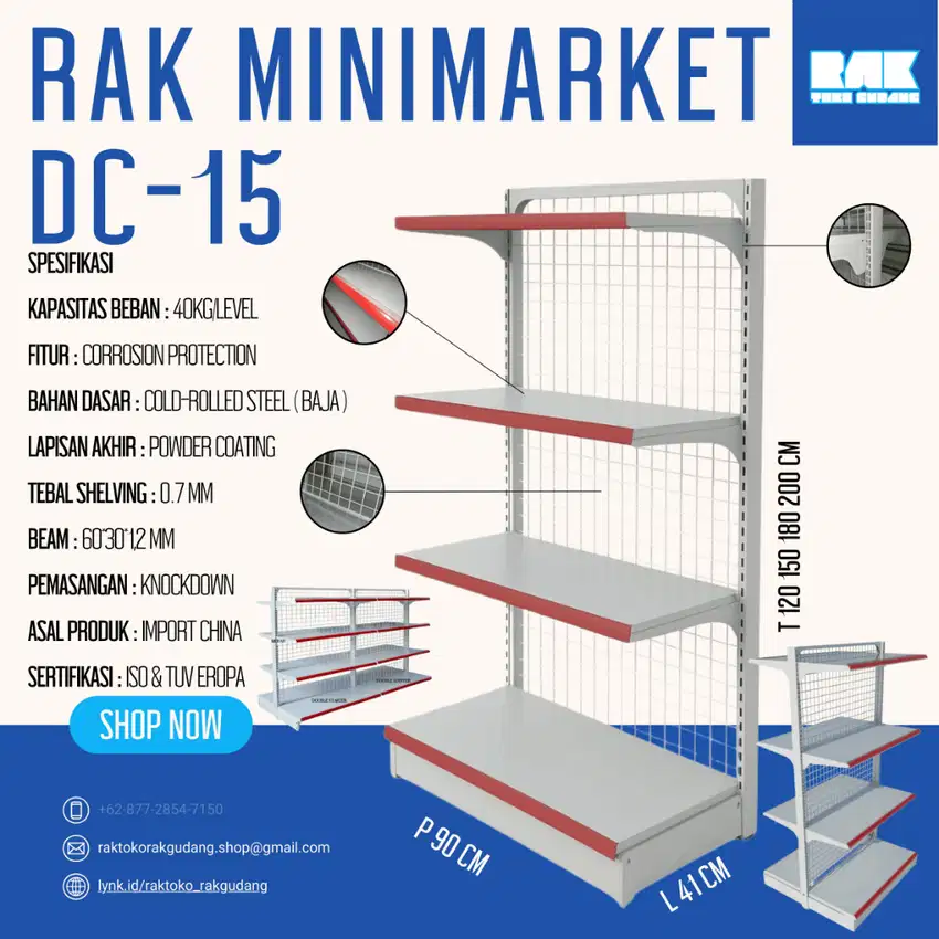 Rak Minimarket DC-15 Kapasitas 40Kg/Level