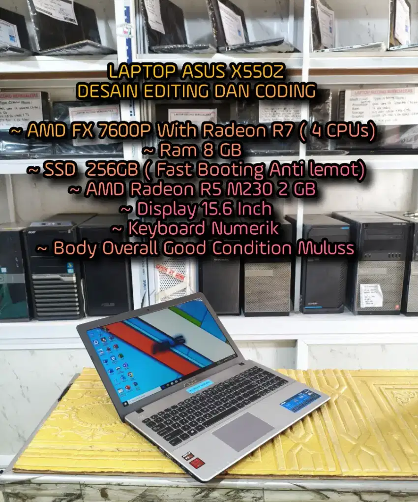 LAPTOP ASUS X550Z SUPER MULUS LAPTOP DESIGN EDITING CODING