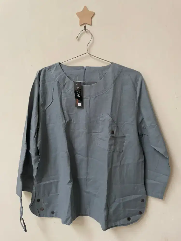 Grey Long Top // Baju Atasan Panjang